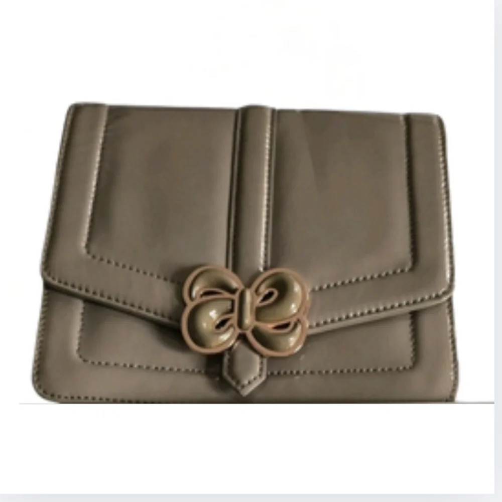 Radley London D'Arblay Taupe Patent Leather Purse Clutch NO STRAP New